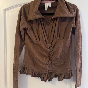 Matilda Jane Women's Paint By Numbers Brown Stealth Ruffle Jacket Size XS